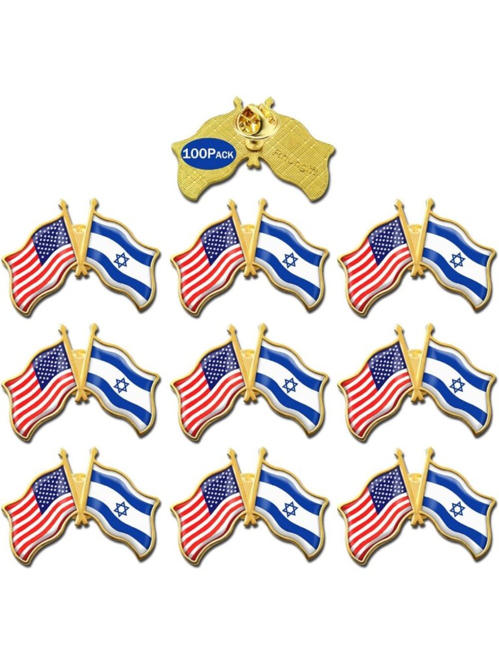 Bulk Pack of 6/12/50/100 Israeli Friendship Flag Pins - 1.5” Metal Lapel Badges